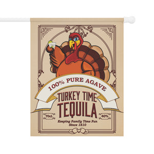 Turkey Time Tequila Funny Thanksgiving Yard Flag