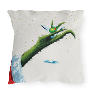 throw pillow with 'Grinch Christmas Outdoor' design