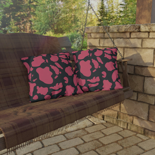 Pink & Dark Grey Animal Indoor Outdoor Throw Pillow