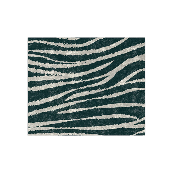 Green and White Tiger Print Decorative Throw Blanket