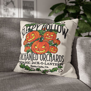 throw pillow with 'Sleepy Hollow Orchards Halloween Soft Cover' design