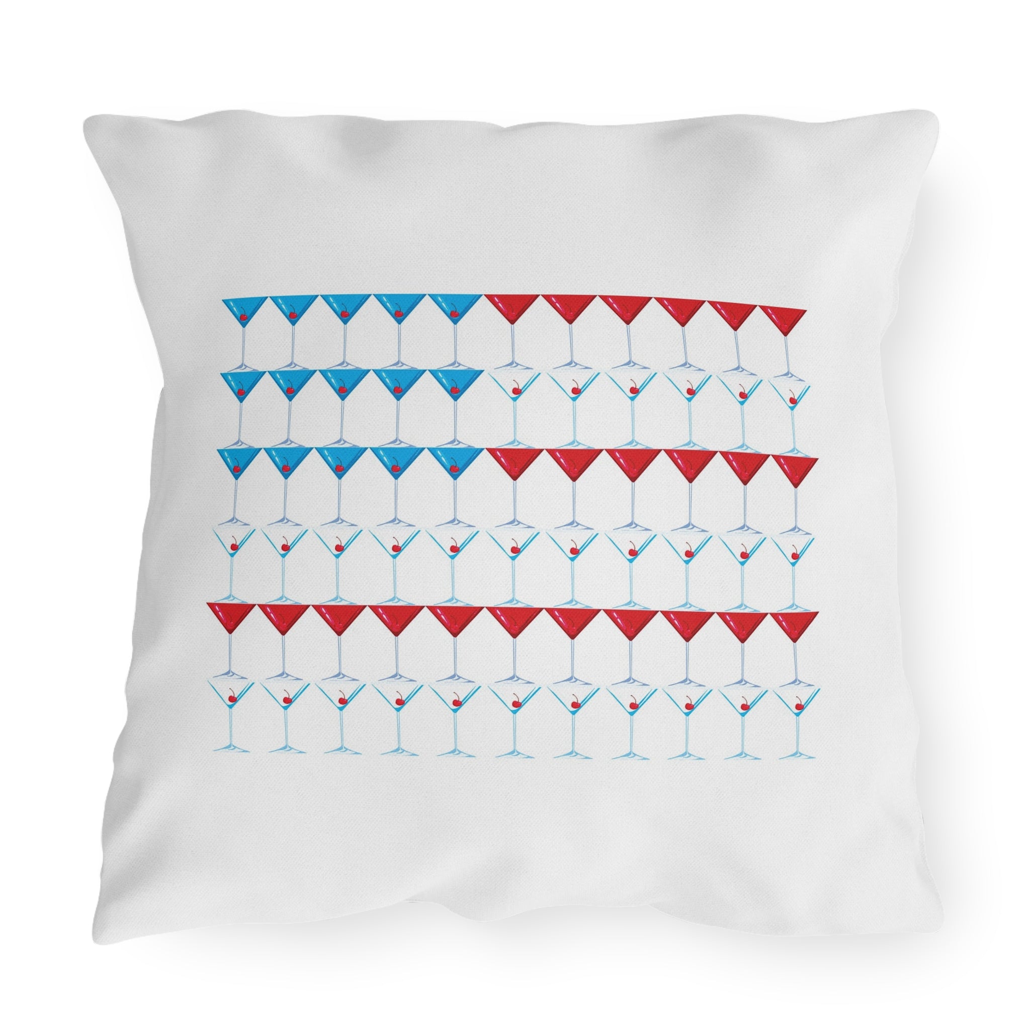 Martini American Flag Patriotic Outdoor Indoor Throw Pillow
