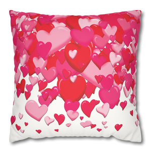 Pink hearts love throw pillow cover soft pillow