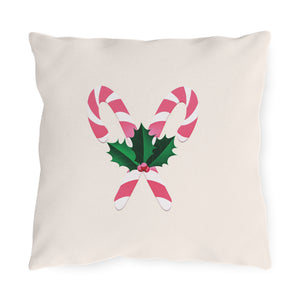 throw pillow with 'Pink Candy Cane Durable Outdoor' design