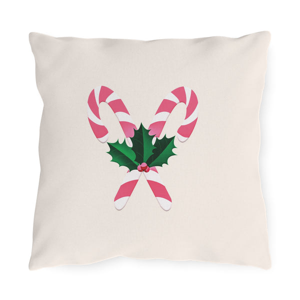 Pink Candy Cane Pillow Durable Outdoor Throw Pillow