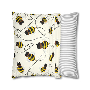throw pillow with 'Spring Bees Cover' design