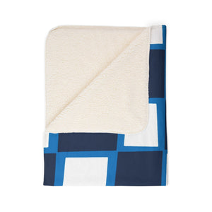 Checkered Blue Whimsical Sherpa Throw