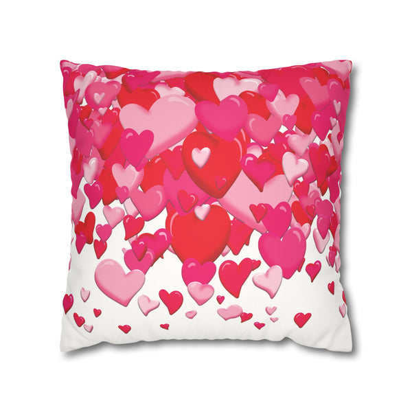 Pink Hearts Soft Faux Suede Throw Pillow Cover