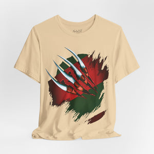 Soft cream t-shirt with 'Nightmare on Elm Freddy Halloween' design on a white background