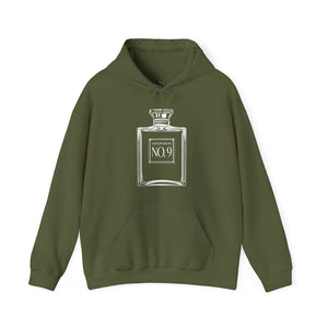 Gold hoodie with 'Love Potion Perfume Witchy Halloween' design on a plain background