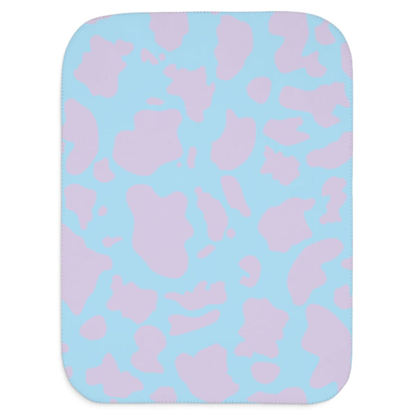 Lilac and Blue Cow Animal Print Sherpa Baby Blanket