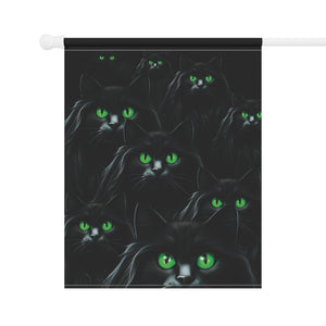 Garden flag with 'Black Cat Eyes Halloween' design