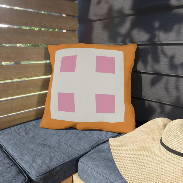 Pastel Orange & Pink Indoor Outdoor Throw Pillow