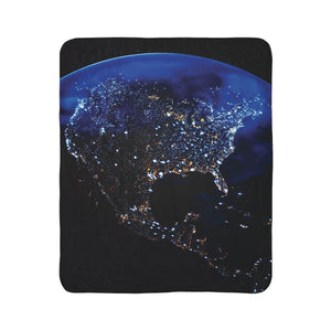 Earth's Horizon Space Blue Sherpa Throw Blanket