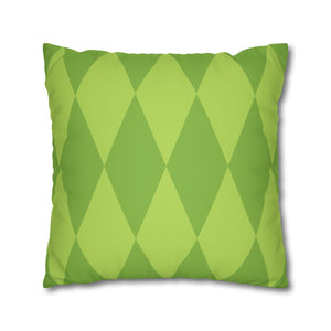 Reversible Green Spring Harlequin Pillow Cover