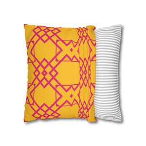throw pillow with 'Pink & Yellow Geometric Cover' design