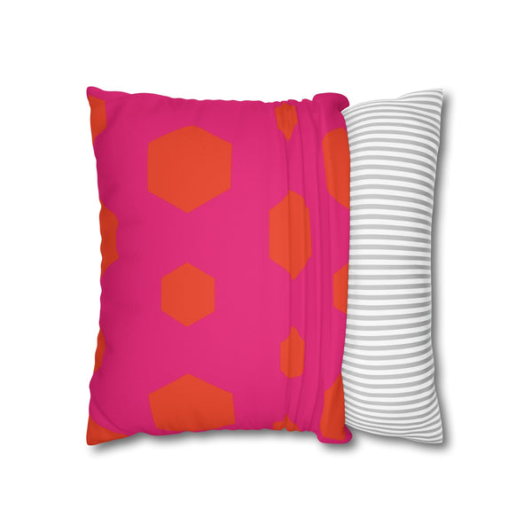Pink & Orange Reversible Faux Suede Pillow Cover