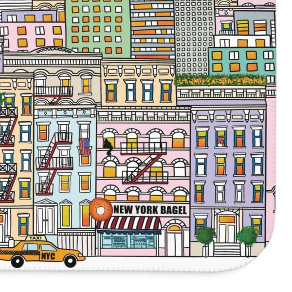 Whimsical New York City Soft Sherpa Baby Blanket