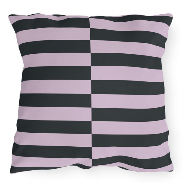 Grey Lilac Striped Indoor Outdoor Throw Pillow