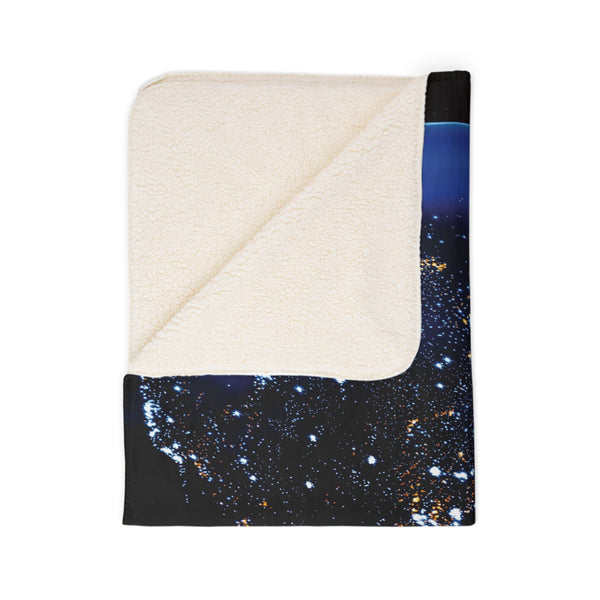 Earth's Horizon Space Blue Sherpa Throw Blanket