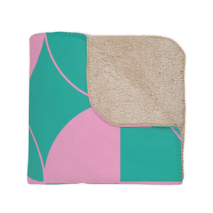 Pastel Pink & Mint Green Geometric Sherpa Throw Blanket