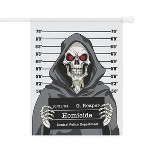 Grim Reapers Mug Shot Funny Halloween Yard Flag
