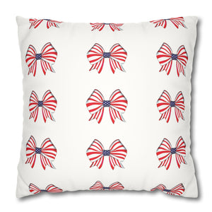 throw pillow with 'Patriotic Bows 4th of July Soft Accent Cover' design