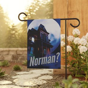 Garden flag with 'Norman Bates Psycho Bates Motel Halloween' design