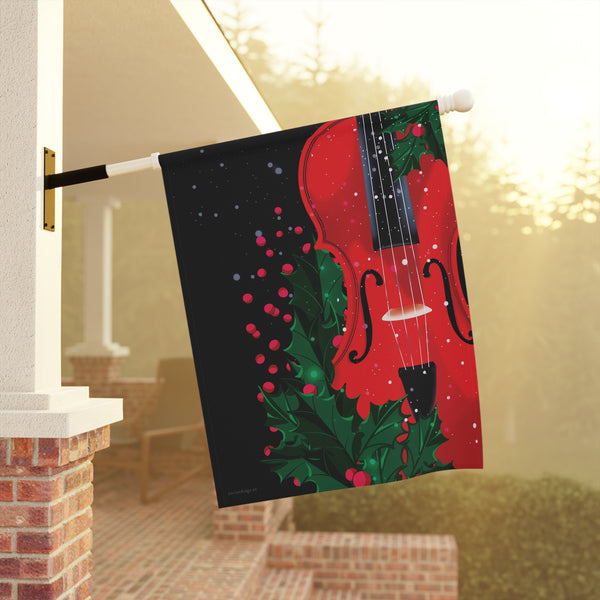 Christmas Yard Flag – Durable Outdoor Violin Design