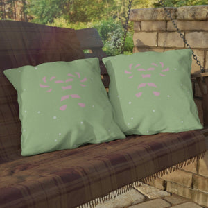 Pastel Candy Cane Snow Christmas Throw Pillow