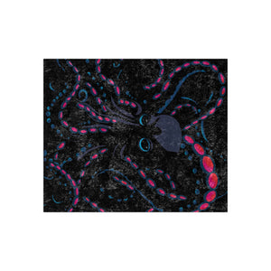 Soft sherpa blanket with 'Octopus Squid Pink & Blue Decorative Throw' design