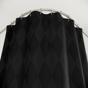 Black Diamond Checkered Chic Fabric Shower Curtain