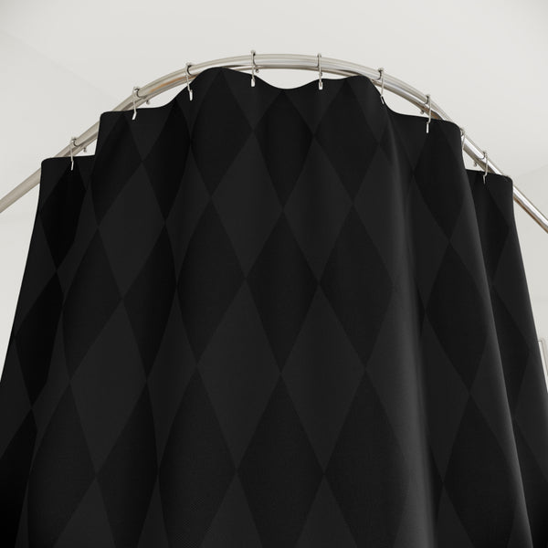 Black Diamond Checkered Chic Fabric Shower Curtain