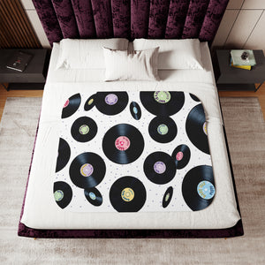 soft sherpa blanket with 'Vinyl Records Retro' design