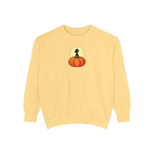 Light green sweatshirt with 'Great Pumpkin Halloween Fall' design on a plain background