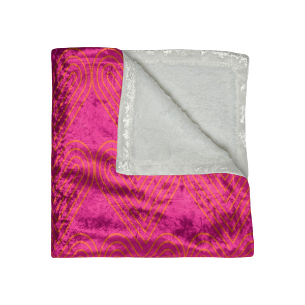 Pink & Orange Hearts Art Deco Decorative Throw Blanket