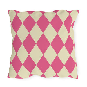 Reversible Pink Harlequin Indoor Outdoor Pillow