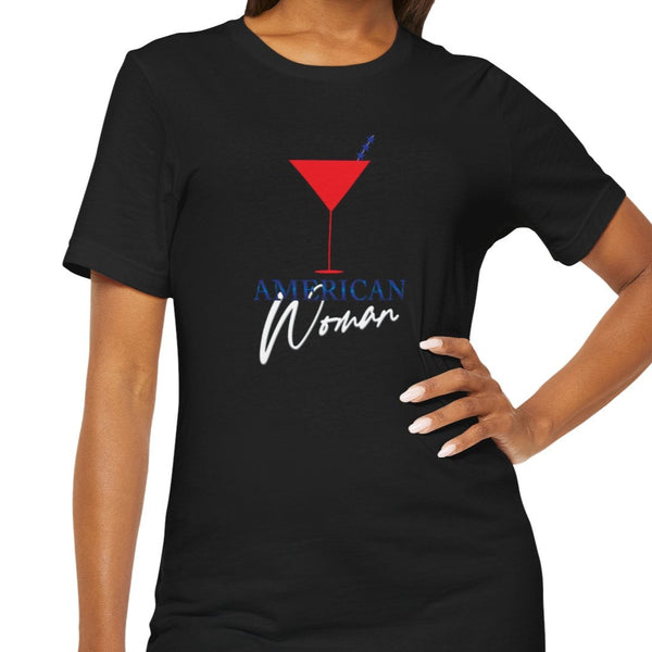 American Woman Patriotic Martini July 4th T-Shirt
