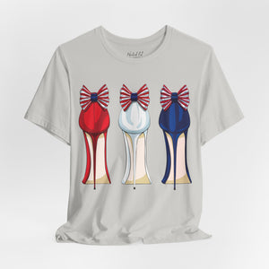 Soft cream t-shirt with 'Patriotic Fashion July 4th' design on a white background