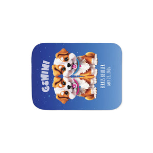 Soft sherpa blanket with 'Personalized Gemini Zodiac | Custom Gift' design