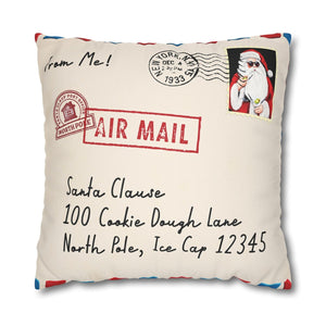 throw pillow with 'Cute Santa Mail Reversible Christmas Cover' design