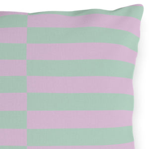 Lilac & Mint Green Striped Indoor Outdoor Throw Pillow