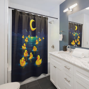 Yellow Rubber Ducks Bath Shower Curtain
