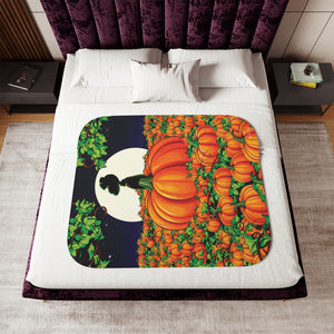 Soft sherpa blanket with 'Great Pumpkin Halloween | Newborn & Toddler' design