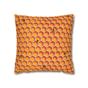 throw pillow with 'Honeycomb Bees Spring Accent Cover' design