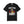 Black t-shirt with graphic design and text 'WHO'S YOUR DADDY' on a white background