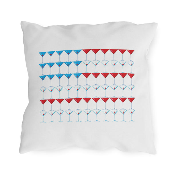 Martini American Flag Patriotic Outdoor Indoor Throw Pillow