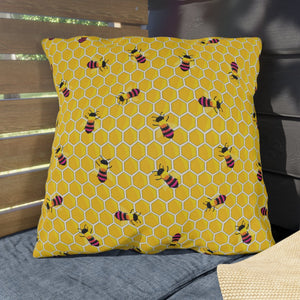 Honeycomb Rainbow Bee Indoor Outdoor Throw Pillow