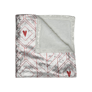 White Art Deco Hearts Valentines Throw Blanket