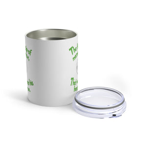 mug with 'Grinch Heart Grows Funny Christmas Insulated Travel 10oz' graphic on a white background